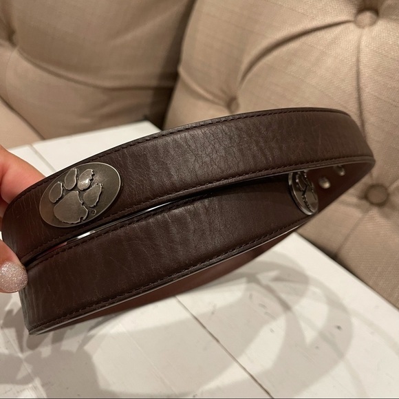 Zero-pro Genuine Grain Leather Brown Paw Print Emblem Belt - Picture 5 of 6